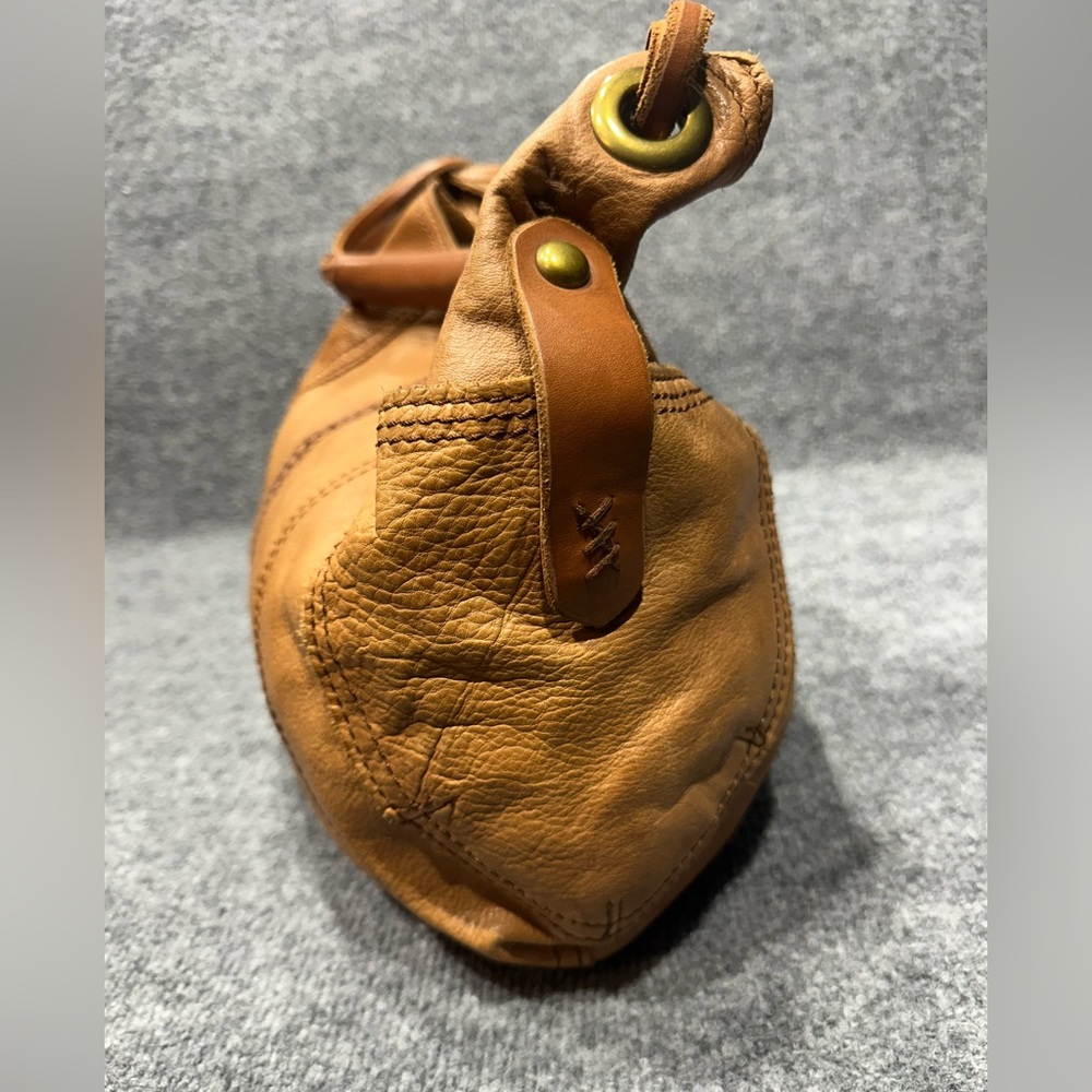 Lucky Brand Distressed Leather Hobo in Cognac Brown GB007 - Picture 2 of 15